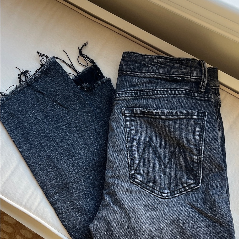 MOTHER High Waisted Rascal Ankle Step Fray